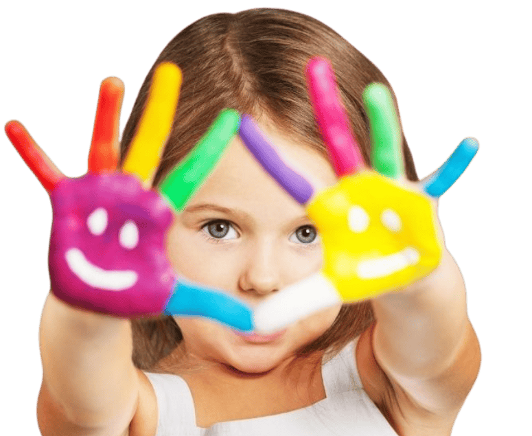 Colorful children’s handprints art showcasing creativity and mental health support for kids and families.